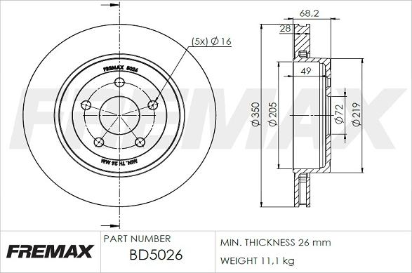 FREMAX BD-5026 - Гальмівний диск autozip.com.ua