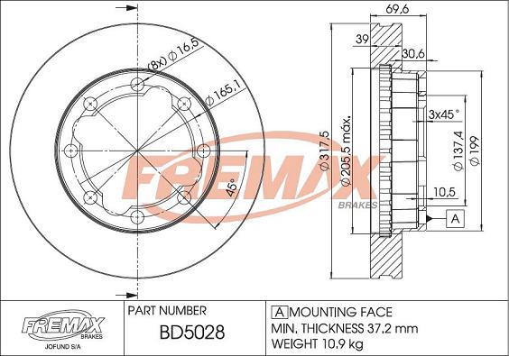 FREMAX BD-5028 - Гальмівний диск autozip.com.ua