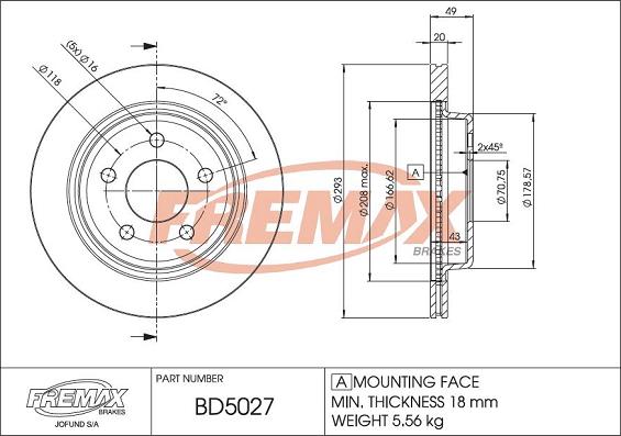 FREMAX BD-5027 - Гальмівний диск autozip.com.ua