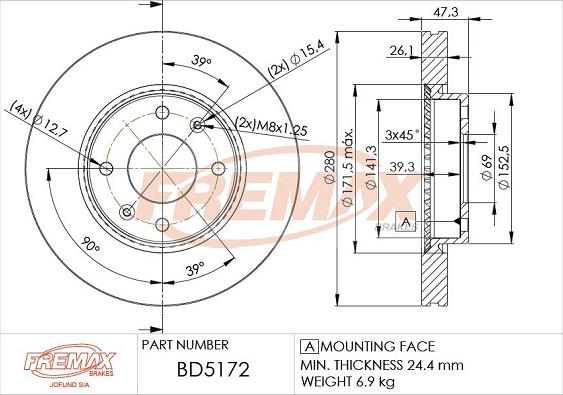 FREMAX BD-5172 - Гальмівний диск autozip.com.ua