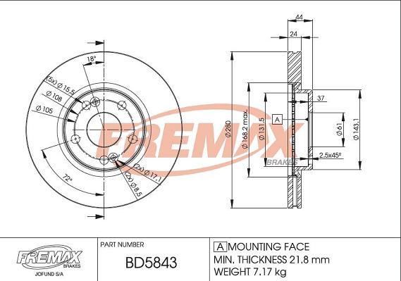 FREMAX BD-5843 - Гальмівний диск autozip.com.ua