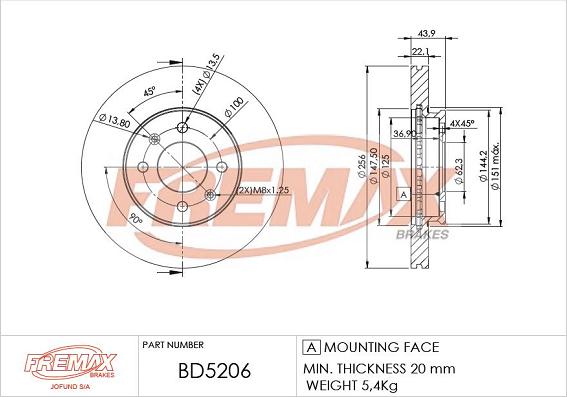 FREMAX BD-5206 - Гальмівний диск autozip.com.ua