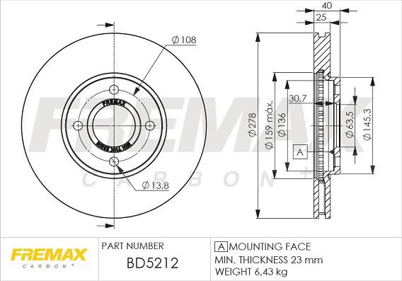 FREMAX BD-5212 - Гальмівний диск autozip.com.ua