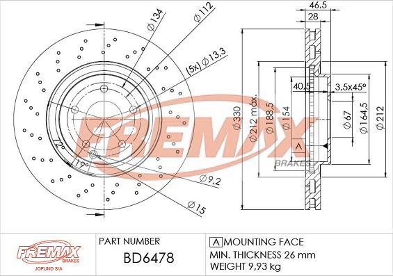 FREMAX BD-6478 - Гальмівний диск autozip.com.ua