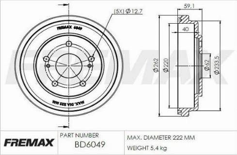 FREMAX BD-6049 - Гальмівний барабан autozip.com.ua