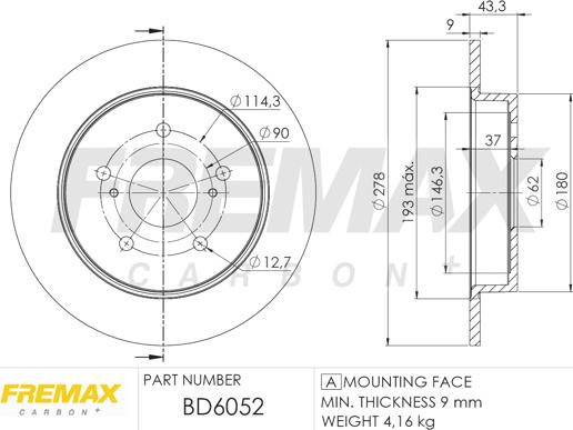 FREMAX BD-6052 - Гальмівний диск autozip.com.ua