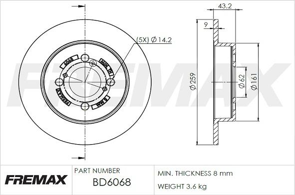 FREMAX BD-6068 - Гальмівний диск autozip.com.ua