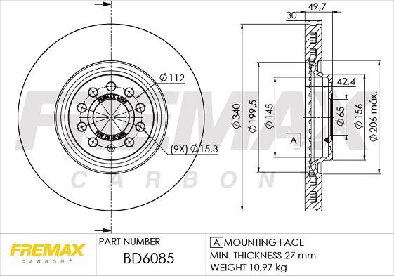 FREMAX BD-6085 - Гальмівний диск autozip.com.ua