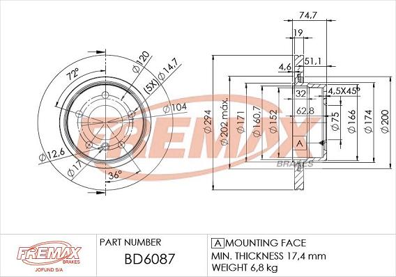 FREMAX BD-6087 - Гальмівний диск autozip.com.ua