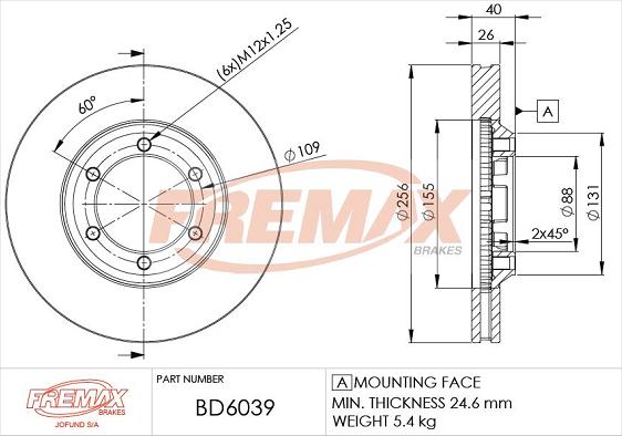 FREMAX BD-6039 - Гальмівний диск autozip.com.ua