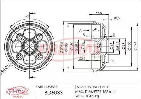 FREMAX BD-6033 - Гальмівний барабан autozip.com.ua