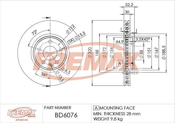 FREMAX BD-6076 - Гальмівний диск autozip.com.ua