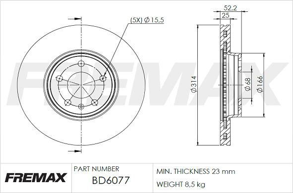 FREMAX BD-6077 - Гальмівний диск autozip.com.ua