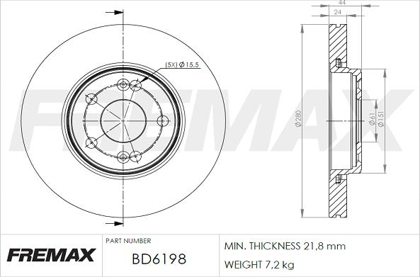 FREMAX BD-6198 - Гальмівний диск autozip.com.ua