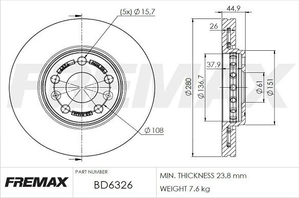 FREMAX BD-6326 - Гальмівний диск autozip.com.ua