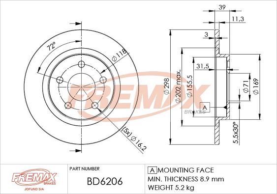 FREMAX BD-6206 - Гальмівний диск autozip.com.ua