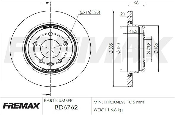FREMAX BD-6762 - Гальмівний диск autozip.com.ua