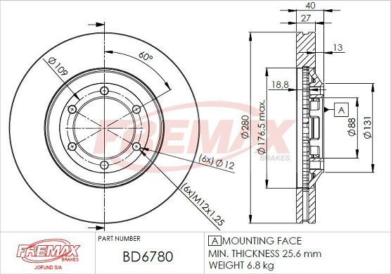 FREMAX BD-6780 - Гальмівний диск autozip.com.ua