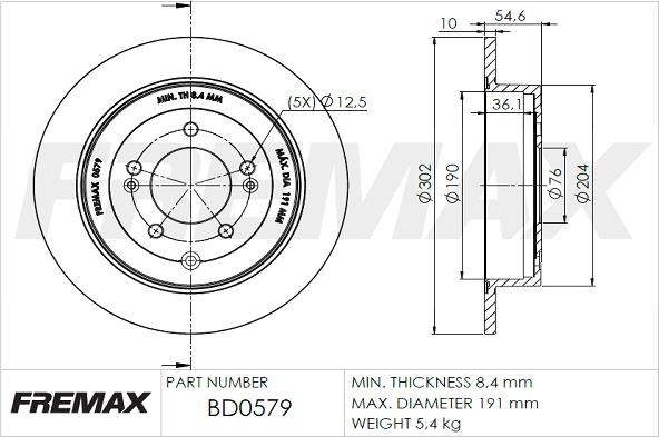 FREMAX BD-0579 - Гальмівний диск autozip.com.ua