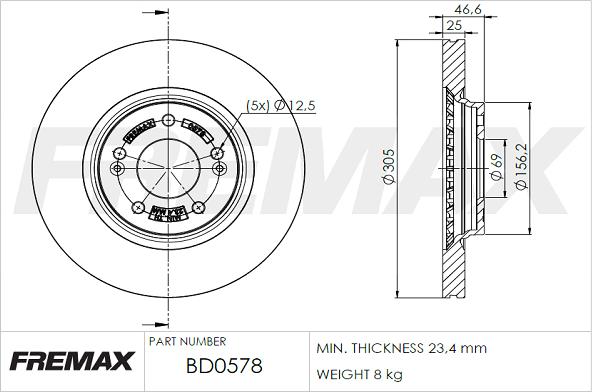 FREMAX BD-0578 - Гальмівний диск autozip.com.ua