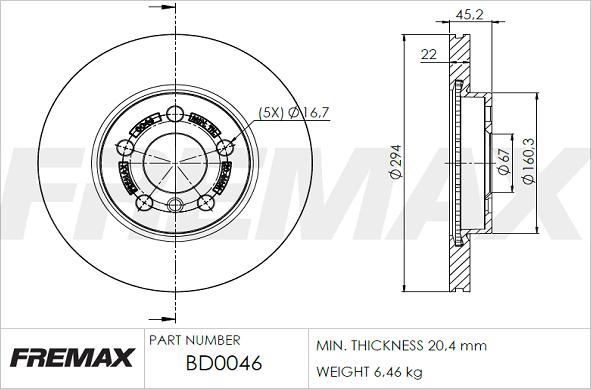 FREMAX BD-0046 - Гальмівний диск autozip.com.ua