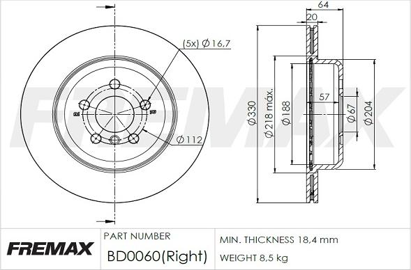 FREMAX BD-0060 - Гальмівний диск autozip.com.ua