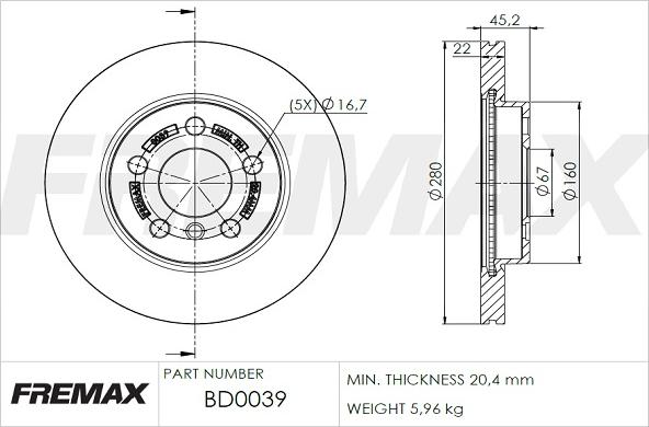 FREMAX BD-0039 - Гальмівний диск autozip.com.ua