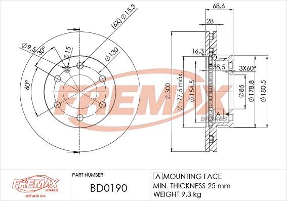 FREMAX BD-0190 - Гальмівний диск autozip.com.ua