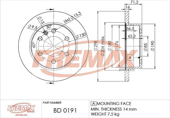 FREMAX BD-0191 - Гальмівний диск autozip.com.ua