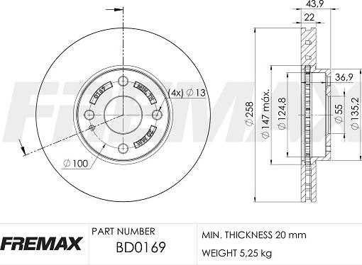 FREMAX BD-0169 - Гальмівний диск autozip.com.ua