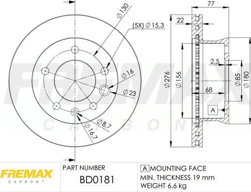 FREMAX BD-0181 - Гальмівний диск autozip.com.ua