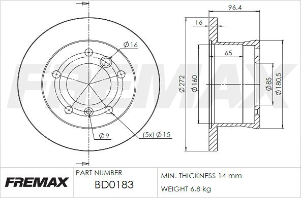 FREMAX BD-0183 - Гальмівний диск autozip.com.ua