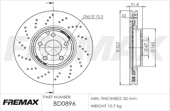 FREMAX BD-0896 - Гальмівний диск autozip.com.ua