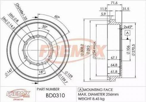 FREMAX BD-0310 - Гальмівний барабан autozip.com.ua