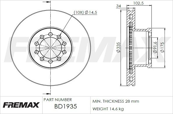 FREMAX BD-1935 - Гальмівний диск autozip.com.ua