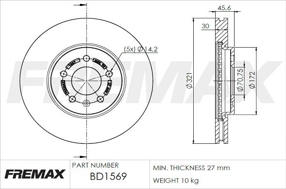 FREMAX BD-1569 - Гальмівний диск autozip.com.ua