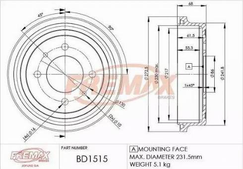 FREMAX BD-1515 - Гальмівний барабан autozip.com.ua