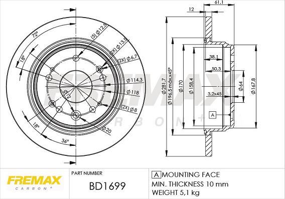 FREMAX BD-1699 - Гальмівний диск autozip.com.ua