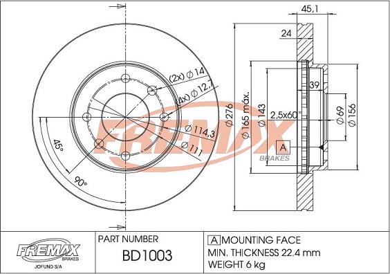 FREMAX BD-1003 - Гальмівний диск autozip.com.ua