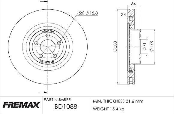 FREMAX BD-1088 - Гальмівний диск autozip.com.ua