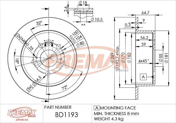 FREMAX BD-1193 - Гальмівний диск autozip.com.ua