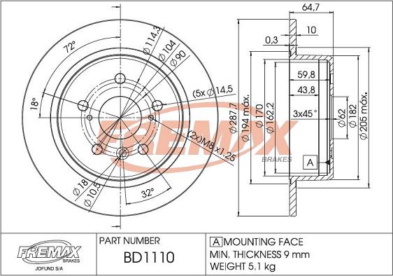 FREMAX BD-1110 - Гальмівний диск autozip.com.ua