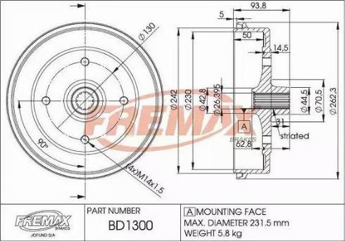 FREMAX BD-1300 - Гальмівний барабан autozip.com.ua