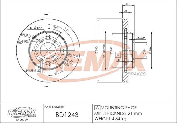 FREMAX BD-1243 - Гальмівний диск autozip.com.ua