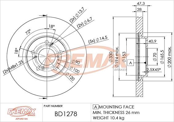 FREMAX BD-1278 - Гальмівний диск autozip.com.ua