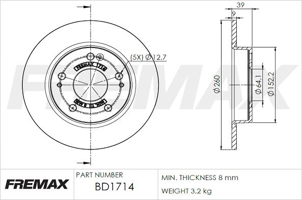 FREMAX BD-1714 - Гальмівний диск autozip.com.ua