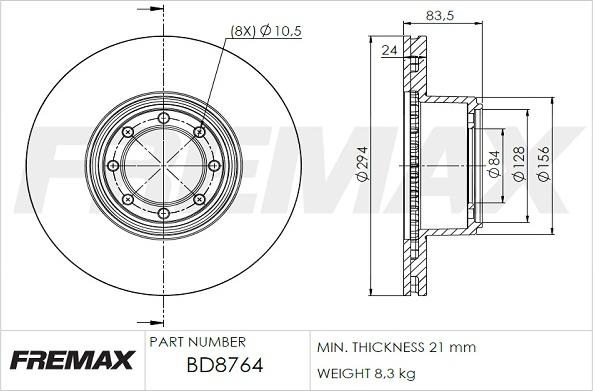 FREMAX BD-8764 - Гальмівний диск autozip.com.ua