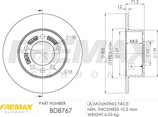 FREMAX BD-8767 - Гальмівний диск autozip.com.ua