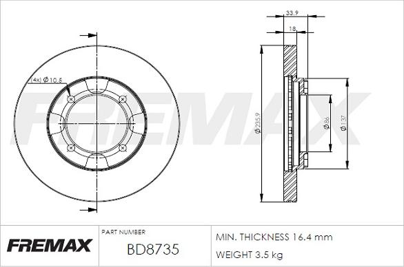 FREMAX BD-8735 - Гальмівний диск autozip.com.ua