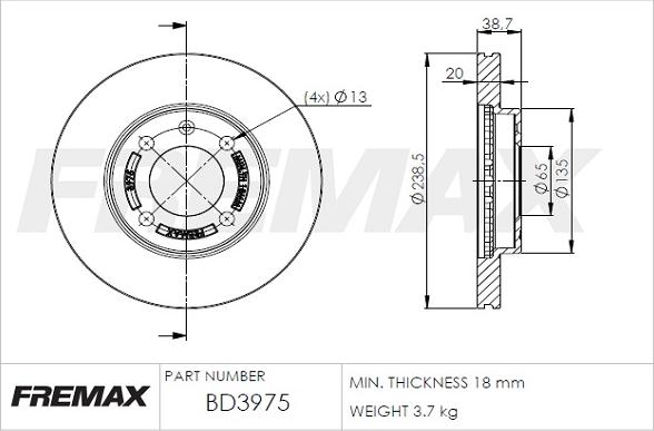 FREMAX BD-3975 - Гальмівний диск autozip.com.ua